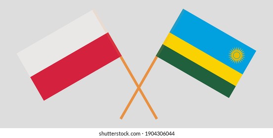 Banderas cruzadas de Polonia y Ruanda