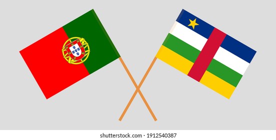 Crossed flags of Portugal and Central African Republic