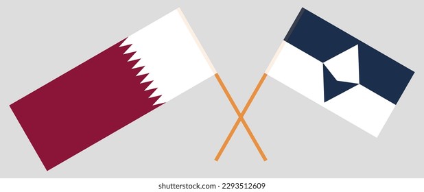 Crossed flags of Qatar and Antarctica. Official colors. Correct proportion. Vector illustration
