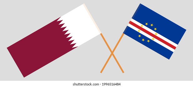 Crossed flags of Qatar and Cape Verde. Official colors. Correct proportion