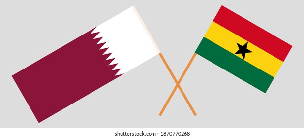 Crossed flags of Qatar and Ghana. Official colors. Correct proportion