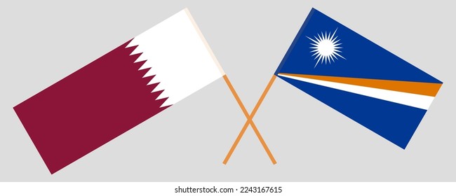 Crossed flags of Qatar and Marshall Islands. Official colors. Correct proportion. Vector illustration
