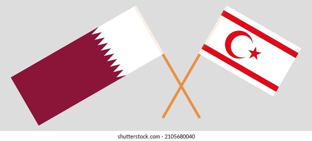 Crossed flags of Qatar and Northern Cyprus. Official colors. Correct proportion. Vector illustration

