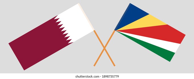 Crossed flags of Qatar and Seychelles