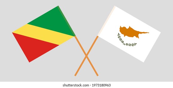 Crossed flags of Republic of the Congo and Cyprus. Official colors. Correct proportion