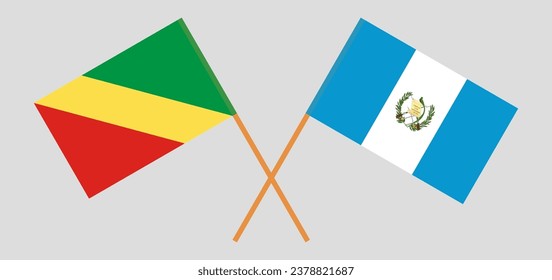 Crossed flags of Republic of the Congo and Guatemala. Official colors. Correct proportion. Vector illustration
