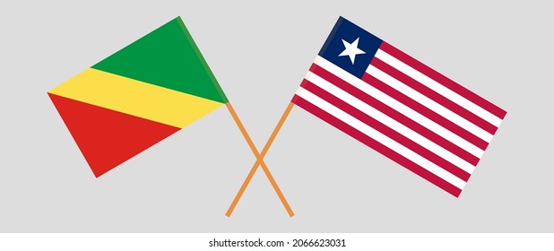 Crossed flags of Republic of the Congo and Liberia. Official colors. Correct proportion