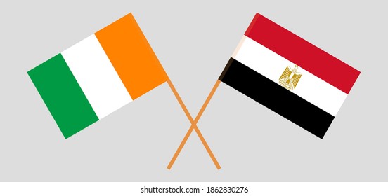  Crossed flags of Republic of Ivory Coast and Egypt