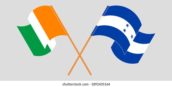 Gekreuzte Flaggen der Republik Côte d'Ivoire und Honduras