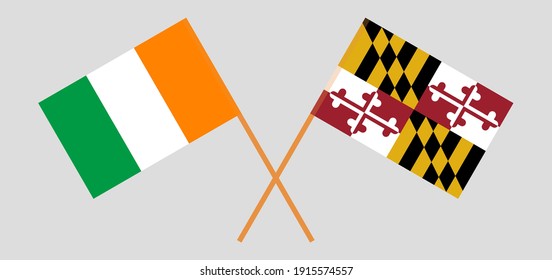 Banderas cruzadas de la República de Costa de Marfil y el estado de Maryland