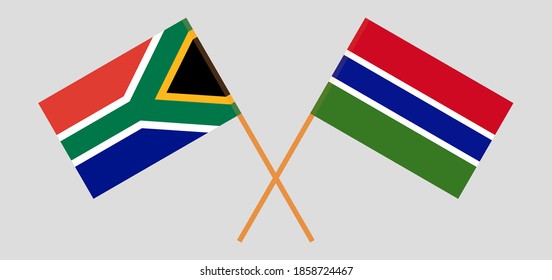 Crossed flags of Republic of South Africa and the Gambia