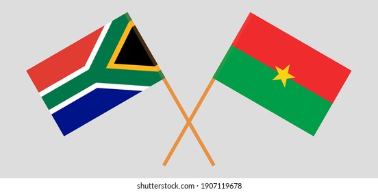 Crossed flags of Republic of South Africa and Burkina Faso