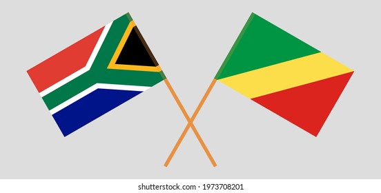 Crossed flags of Republic of South Africa and Republic of the Congo. Official colors. Correct proportion