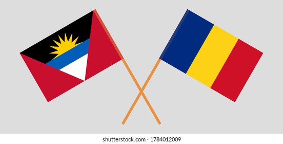 Banderas cruzadas de Rumania y Antigua y Barbuda