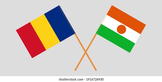 Crossed flags of Romania and the Niger