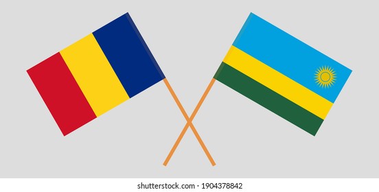 Banderas cruzadas de Rumania y Ruanda