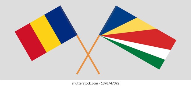 Gekreuzte Flaggen Rumäniens und der Seychellen