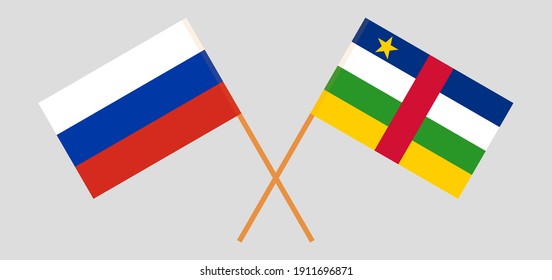 Crossed flags of Russia and Central African Republic