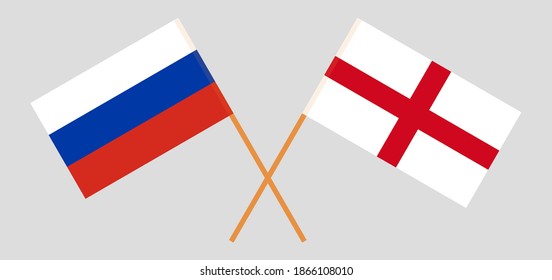 Crossed flags of Russia and England