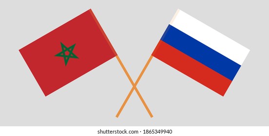 Crossed flags of Russia and Morocco