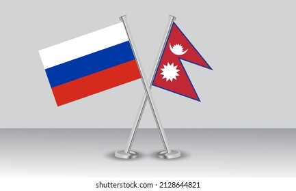 Crossed flags of Russia and Nepal. Official colors. Correct proportion. Banner design