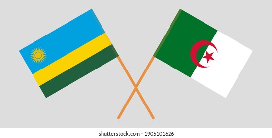 Crossed flags of Rwanda and Algeria