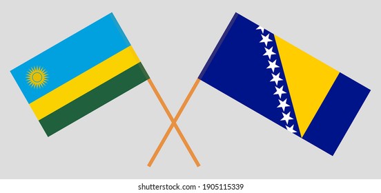 Crossed flags of Rwanda and Bosnia and Herzegovina
