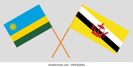 Banderas cruzadas de Ruanda y Brunéi