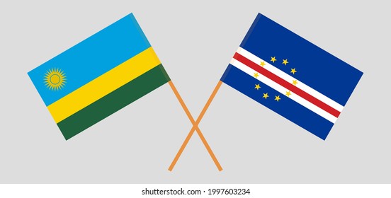 Crossed flags of Rwanda and Cape Verde. Official colors. Correct proportion