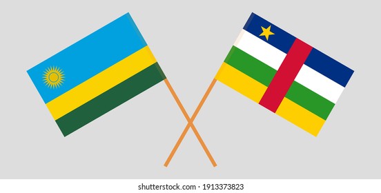 Crossed flags of Rwanda and Central African Republic