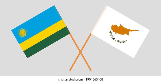 Crossed flags of Rwanda and Cyprus