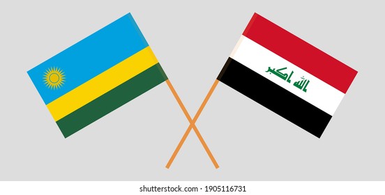 Crossed flags of Rwanda and Iraq