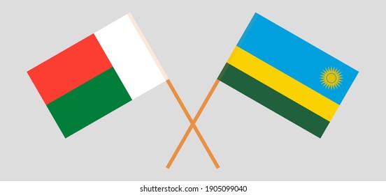 Crossed flags of Rwanda and Madagascar