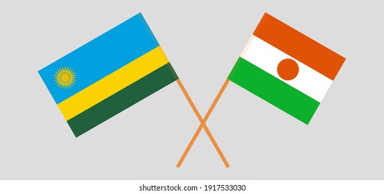 Crossed flags of Rwanda and Niger