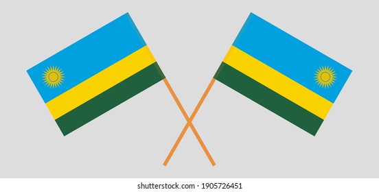 Banderas cruzadas de Ruanda. Colores oficiales. Proporción correcta