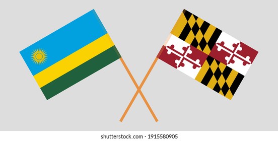 Crossed flags of Rwanda and the State of Maryland
