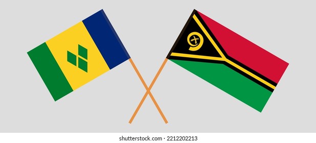 Banderas cruzadas de San Vicente y las Granadinas y Vanuatu. Colores oficiales. Proporción correcta. Ilustración del vector
