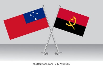 Unter den Flaggen von Samoa und Angola. Offizielle Farben. Richtiges Verhältnis. Banner-Design
