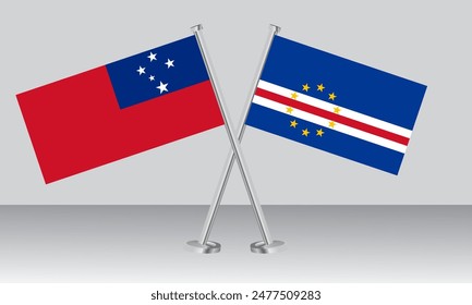 Crossed flags of Samoa and CAPE VERDE. Official colors. Correct proportion. Banner design