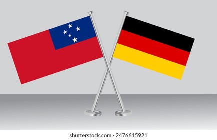 Crossed flags of Samoa and Germany. Official colors. Correct proportion. Banner design