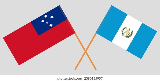Crossed flags of Samoa and Guatemala. Official colors. Correct proportion. Vector illustration
