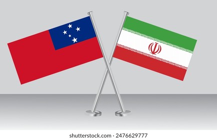 Crossed flags of Samoa and Iran. Official colors. Correct proportion. Banner design