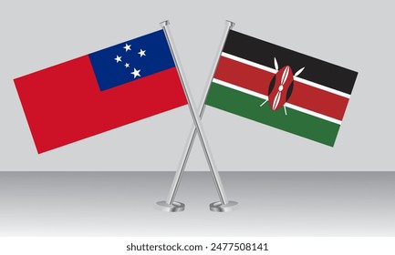 Banderas de Samoa y Kenia. Colores oficiales. Proporción correcta. diseño de Anuncio