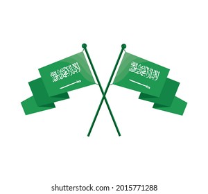 crossed flags of saudi arabia isolated