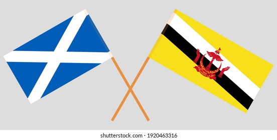 Crossed flags of Scotland and Brunei