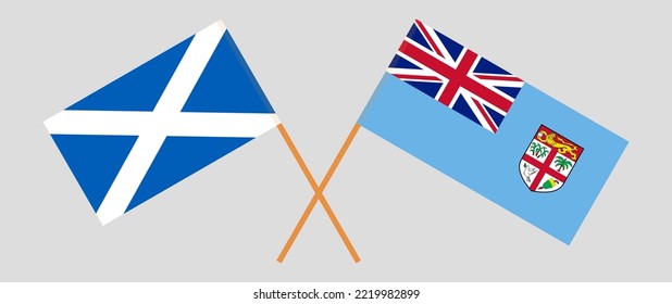 Crossed flags of Scotland and Fiji. Official colors. Correct proportion. Vector illustration
