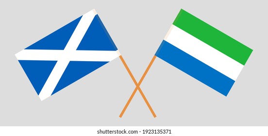 Crossed flags of Scotland and Sierra Leone. Official colors. Correct proportion
