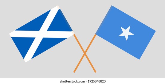Crossed flags of Scotland and Somalia. Official colors. Correct proportion