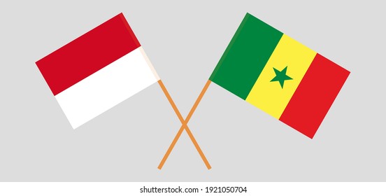 Crossed flags of Senegal and Monaco