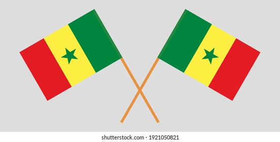 Crossed flags of Senegal. Official colors. Correct proportion